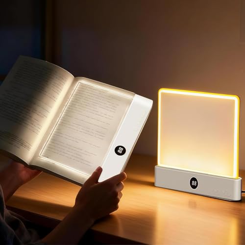 White Smart Led Reading Light, Book Light Treasure Box, Rechargeable Clear LED Flat Reading Light with 3 Colors & Timer, Doodleable Study Lamp, The Quiet Reader's Dream Lights - color: White
