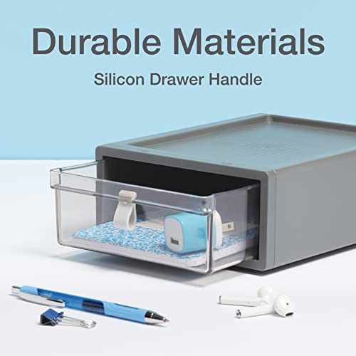 Pendaflex Stackable Drawer, Durable Plastic, Silicon Handles, Tinted Drawers, Single, Gray, 9" x 7" x 3.5", Medium, 1 Piece (41792) - size: Medium, Single