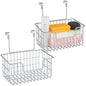 JUNCHU CHERRY Wire Hanging Storage Basket 2 Packs, Wall Mounted Kitchen Bathroom Storage Basket, Multi-Functional, No Punching, Strong Bearing, Chrome - color: Chrome