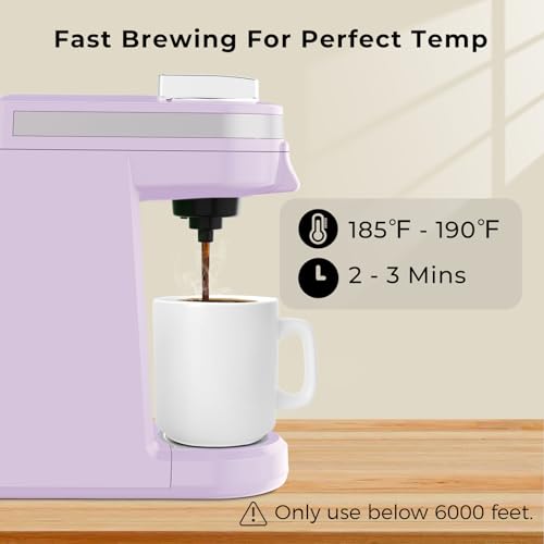 CHULUX Mini Coffee Maker for K Capsule, Single Serve Coffee Maker for One Cup Americano, Lightweight Pod Coffee Machine, Lavender - color: Lavender