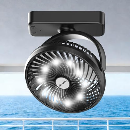 AMACOOL 10000mAh Magnetic Cruise Golf Cart Fan, Max 35H Running, Ultra-Compact, Birthday Golf Gifts for Men Dad Him Husband BBQ Grill, Camping Cruise Essentials Accessories 2026 - size: 7 inch