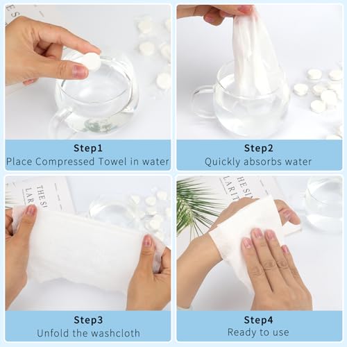 Classycoo Compressed Towel 100 PCS Mini Tablets Disposable Portable Face Towel Cotton Coin Tissue for Travel, Camping, Hiking, Sport, Beauty Salon, Home Hand Wipes and Other Outdoor Activities (White) - size: 1 Count (Pack of 100), style: Large (White)