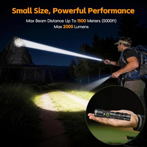 Hoxida Rechargeable Flashlights 2 Pack, 6 Modes Zoomable Powerful Tactical Linternas with LCD Digital Display, Super Bright High Lumens Handheld Magnetic Flashlights for Home Emergencies Camping - color: 2pcs