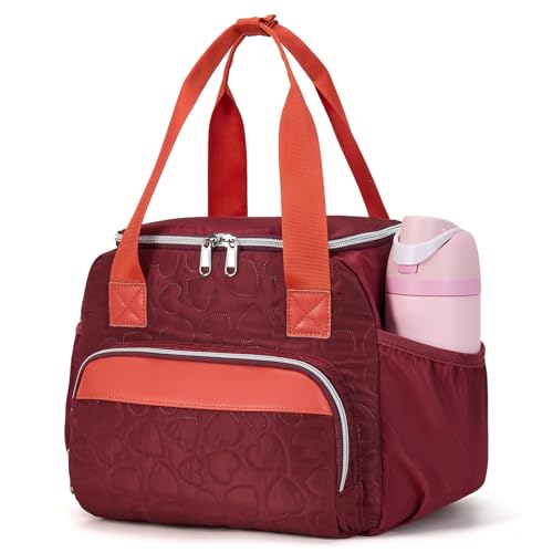 holuxer Insulated Lunch Bags for Women - Large Reusable Leakproof Cute Lunch Box for Adult, Portable Cooler Tote Bag for Work Picnic Meal Prep (Black Cherry) - color: Black Cherry