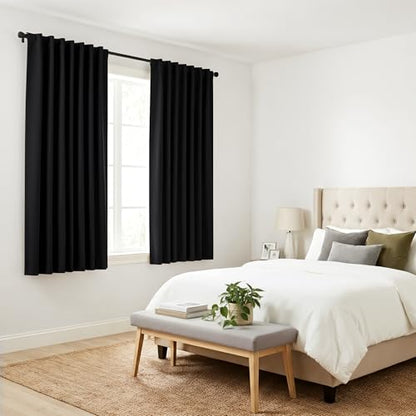 PONY DANCE Blackout Curtains 63 inch Length - Window Covering Panels Thermal Insulated Window Blinds Drapes Light Block Curtain Shades for Bedroom, 42-inch Wide by 63-inch Long, Black, 2 PCs - color: Black, size: 42"W x 63"L (Pack of 2)