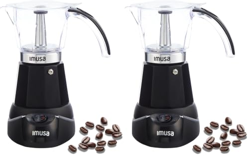 Imusa 6 or 3 Cup Electric Espresso Maker Black Coffee Machine for Cuban Coffee, Moka and Espresso Drinks (Pack of 2) - color: Black, size: 6 Cup (Pack of 2)