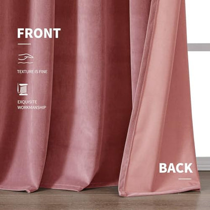 CUCRAF Dusty Rose Velvet Blackout Curtains 63 inches Long, Thermal Insulated, Noise Reducing Rod Pocket Luxury Drapes for Bedroom Living Room(52x63 inches, 2 Panels) - color: Dusty Rose, size: 52"W x 63"L (Pack of 2)
