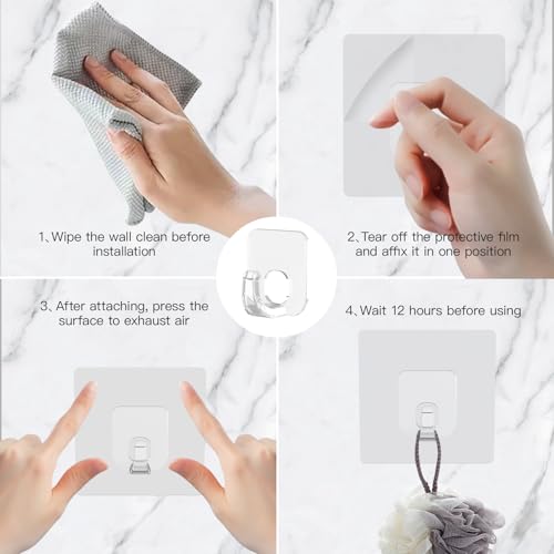 Latoxcaa Large Adhesive Hooks, 10 Pack Heavy Duty Utility Hooks for Hanging 33lb, Damage Free Sticky Hanging, No Trace Self-Adhesive Wall for Kitchen Bathroom Office Multiple Uses - size: 10 Clear Hooks