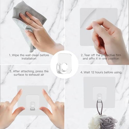 Latoxcaa Large Adhesive Hooks, 33lb Heavy Duty Utility Hooks for Hanging, 30 Pack Damage Free Sticky Hanging Hook, No Trace Self-Adhesive Wall Hook for Kitchen Bathroom Office Multiple Uses - size: 30 Clear Hooks
