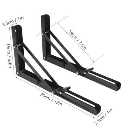 10 Pack 12 Inch Black Folding Shelf Brackets with Screw, Collapsible Shelf Bracket Wall Mounted, Heavy Duty Folding Shelf Brackets for Wood Shelves, Wall-Mounted Tables & More - size: 10 Pack 12 Inch Black