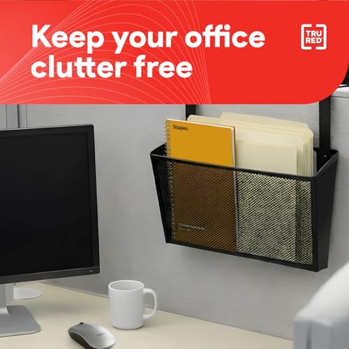 Staples TRU RED Mesh Letter Wall File, 1 - Pocket, Black - Wall - Mounted File Organizer for Mail, Documents and Quick - Access Storage - style: 1 Pack