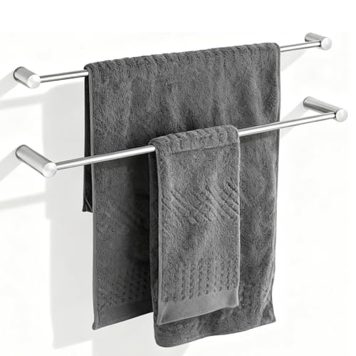 Towel Racks for Bathroom, NEWRAIN 30 inch Double Bath Towel Bar Wall Mounted, Stainless Steel Kitchen Towel Holder, Brushed Nickel Towel Rod Towel Rail Hange - color: Brushed Nickel, style: Double Bar