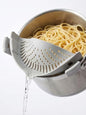 Arlig Clip On Pasta Strainer Silicone Universal Fit for all Pots and Bowls Snap On Drainer for Meat, Vegetables, Fruit Colander for Kitchen Easily Drain Food Space Saving - color: Gray