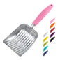 WePet Cat Litter Scoop, Aluminum Alloy Sifter, Kitty Metal Scooper, Deep Shovel, Long Handle, Poop Sifting, Kitten Pooper Lifter, Durable, Heavy Duty, for Litter Box - color: FLAT Aluminum \ #10 Pink Handle, size: Small