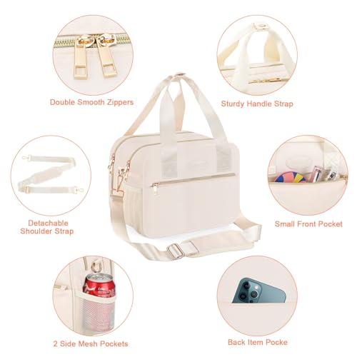 PIIOSER Breastmilk Cooler Bag with Ice Pack, Fits 6 Baby Bottles Up to 9 Ounce, Insulated Bottle Travel Bags with Shoulder Strap-Wearable Breast Pump Carrying Case for Nursing & Working Moms - color: Cream