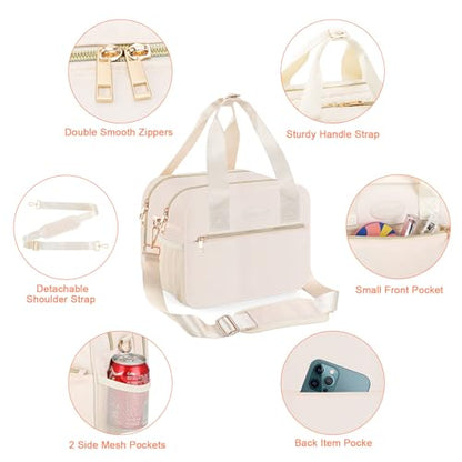 PIIOSER Breastmilk Cooler Bag with Ice Pack, Fits 6 Baby Bottles Up to 9 Ounce, Insulated Bottle Travel Bags with Shoulder Strap-Wearable Breast Pump Carrying Case for Nursing & Working Moms - color: Cream