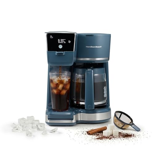 Hamilton Beach 2-Way 12 Cup Programmable Drip Hot and Iced Coffee Maker & Single Serve Coffee Machine, AquaFlow Showerhead, Glass Carafe, Auto Pause and Pour, Kitchen Makeover Blue (47502J) - color: Kitchen Makeover Blue