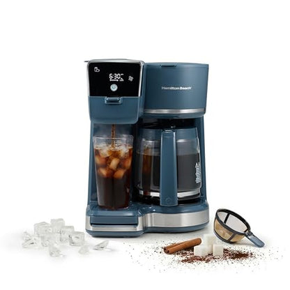 Hamilton Beach 2-Way 12 Cup Programmable Drip Hot and Iced Coffee Maker & Single Serve Coffee Machine, AquaFlow Showerhead, Glass Carafe, Auto Pause and Pour, Kitchen Makeover Blue (47502J) - color: Kitchen Makeover Blue