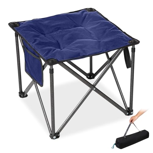 FUNDANGO Oversized Camping Stool for Adults,Thick Padded 18.1 Inch Folding Ottoman Foot Rest, 440 Lbs Heavy Duty Outdoor Camp Chairs with Anti-Slip Foots & Carry Bag for Fishing Travel (Blue) - color: Blue Ultimate-1 Pack