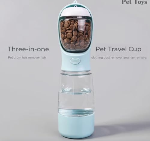 Portable Pet Water Bottle with Dispenser Bowl, 13.5 oz, Food-Grade Plastic, Manual Pressure Dispensing, Travel Water Bottle for Dogs and Cats (Green) - color: Green