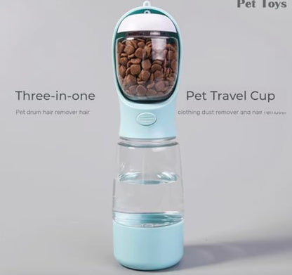 Portable Pet Water Bottle with Dispenser Bowl, 13.5 oz, Food-Grade Plastic, Manual Pressure Dispensing, Travel Water Bottle for Dogs and Cats (Green) - color: Green