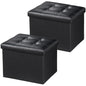Bsketa 2PC Storage Ottoman, Folding Foot Stool with Thicker Foam Padded Seat Small Leather Storage Ottoman Bench Foot Rest for Living Room Foldable Coffee Table 17x13x13in,Black - color: Black-2pc