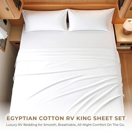 SGI bedding 100% Egyptian Cotton Sheets RV King Size – 600 Thread Count Sheets Set, Soft, Cooling, 15" Deep Pocket, Luxury Hotel Bedding, Breathable, Durable - White - color: 01 - White, size: RV King