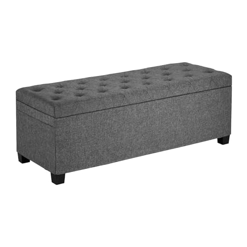 VEVOR Storage Ottoman Bench, End of Bed Bench with 2 Side Bags, Fabric Upholstered with Metal Frame, Toy Box Storage, Bed Benches for Foot of Bed, Bench for Entryway, Living Room, Playroom, Gray - color: Grey, style: Metal Frame - Rectangle
