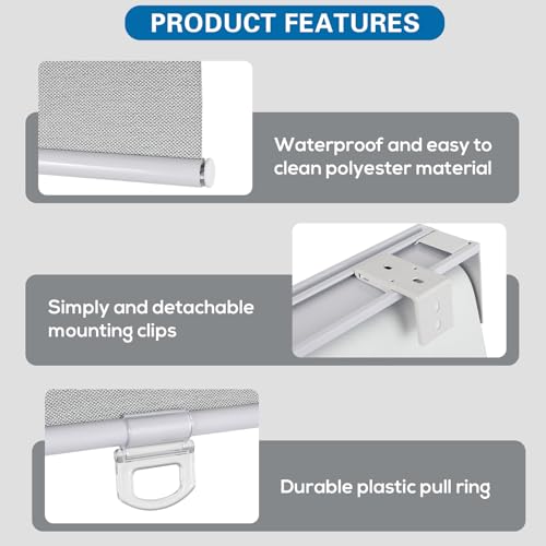 Cordless RV Blind, Blackout Window Curtain Pleated Shade for RV, Camper and Motorhome Window, Fit for 30" W x 20" H Rough Opening RV Window, Grayish White - size: 37"W x 26"H