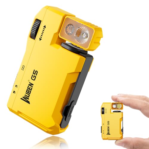 WUBEN G5 EDC Rechargeable Flashlight, 400 Lumens RGB Dual Light Source Mini Magnetic Keychain Flashlight, Portable Pocket Light for Camping Hiking Home Emergencies (Yellow) - color: Yellow