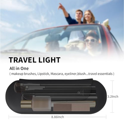 AGIKET Silicone Makeup Brush Holder Travel Cosmetic Bag：Soft Portable Cosmetic Face Brushes Holder with Upgrade Anti-Fall Out Magnetic Closure, Large Travel Makeup Brush Case - Black - color: Black, style: Brush Holder