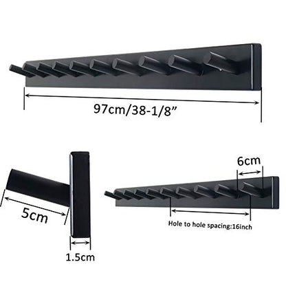 WEBI Coat Rack Wall Mounted,10 Hooks,38" Long Coat Hanger Wall Mount,Bamboo Peg Rail Hat Rack for Wall,Caps,Jacket,Clothes,Black - color: Black, size: 38 inch