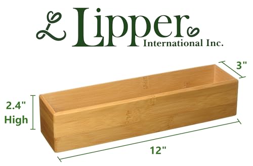 Lipper International 8382 Bamboo Wood Stacking Drawer Organizer Box, 12" x 3" - size: Medium, 12" x 3"