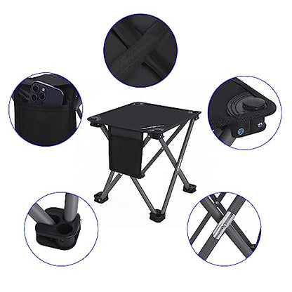 Roptat Camping Stool,Portable Folding Compact Lightweight Stool Seat for Camping Fishing Hiking Gardening Outdoor Walking Backpacking Travelling and Beach with Carry Bag (Black) - color: Black