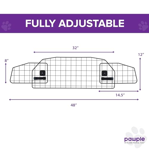 Pawple Dog Car Barrier Compatible with Tesla® Model Y® Adjustable Large Pet Divider, Heavy-Duty Wire Mesh Fence, Universal Fit
