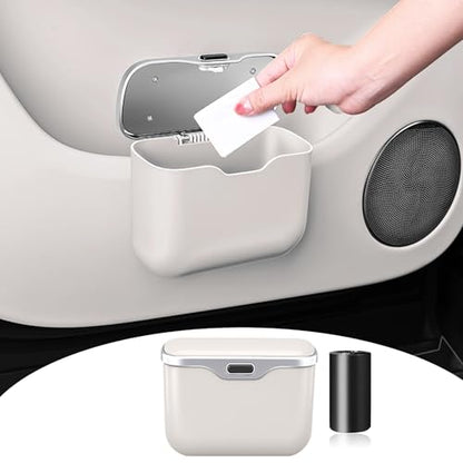 HOLDCY Car Trash Can, Waterproof Multi‑Functional Auto Trash Bin for Door/Console/Seat Back, Universal Vehicle Garbage Can for Car/Truck/SUV Drivers (White) - color: White