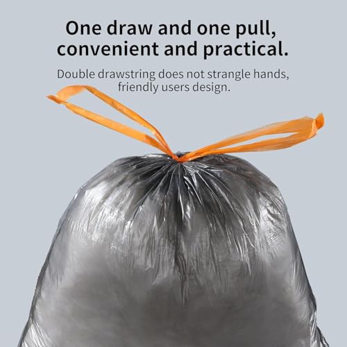 MOPALL Small Trash Bags with Drawstring, 2.6-4 Gallon, Black, 75 Count | 15 Liter, 17.7" x 19.7", Strong & Leak Proof, For Bathroom, Bedroom, Office, Pet & Diaper Pail - size: Trash Bags (Pack of 75)