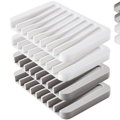 4PCS Self-Draining Silicone Bar Soap Dish and Holders for Shower | Easy Clean, Can Extend Soap Life, Premium Sponge Holder for Sink, Kitchen, Bathroom, or Counter, Soap Tray for Shower