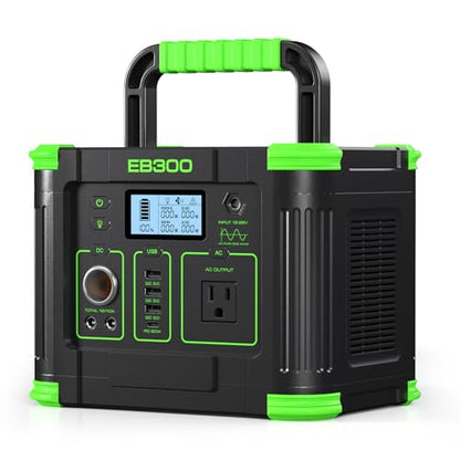 330W Portable Power Station 288.6Wh Solar Generator with 600W Peak, PD 60W USB-C, QC3.0 & 5W Wireless Charger for Camping, Emergency Backup, RV & Home Use - color: Green