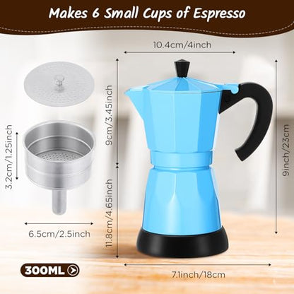 Coffee Pot 6 Cup Electric Espresso Coffee Maker Italian Moka Maker 300ml Portable Aluminum Espresso Machine Cafetera Moka Pot with Detachable Base, Gift for Home Travel(Blue) - color: Blue