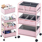 Honeydak 2in1 Baby Diaper Caddy Organizer Cart 3 Tier Large Capacity Metal Utility Bedside Rolling Cart with Divider Newborn Registry Nursery Essential Must Have Crib Bedroom Baby Shower(Pink) - color: Pink