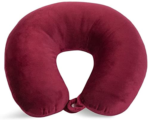 Wolf Essentials Adult Cozy Soft Microfiber Neck Pillow for Travel – Compact, Machine Washable - Perfect for Airplane, Car, or Home Use - Filled and Finished in The USA – Burgundy - color: Burgundy, size: Adult (Pack of 1)