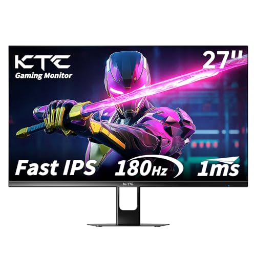 KTC 27 Inch Gaming Monitor 180Hz, Full HD 1920x1080 Fast IPS Computer Monitor, DP 1.4 & HDMI 2.0 Ports 1Ms FreeSync Frameless PC Gamer Monitor, HDR, VESA Mount, H27F22 - color: Black, size: 27 inch