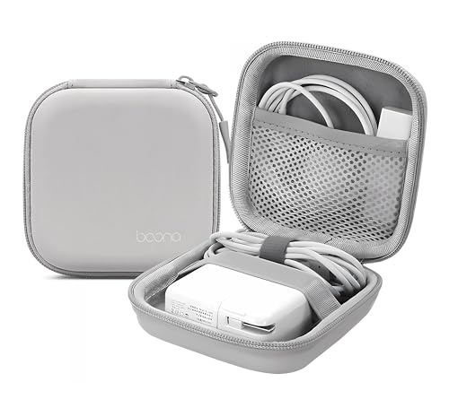 Small Travel Carrying Storage Case, 4.4"x4.4" Charger Organizer, Pouch compatible with MacBook Power Adapter, Laptop Accessories Cables, Cords, USB Drives, Earphones - color: Grey-Small-PU