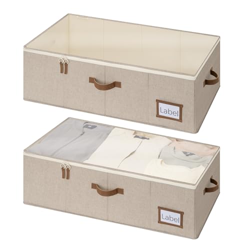 StorageWorks Under Bed Storage Bins, 10'' Underbed Storage Containers with Lid, 77L Clothes Organizer for Bedding, Blankets, Sweaters, Shoes, 2-Pack - color: Taupe