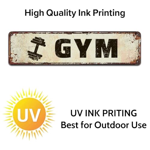 Gym Metal Street Sign 4x16 Inch, Rustic, Exercise, Workout - color: V-149