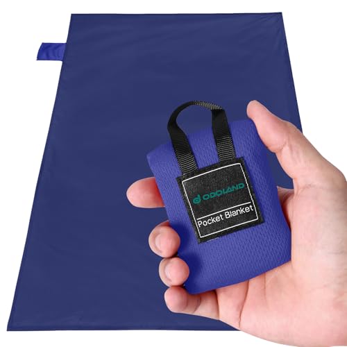 Odoland Sandproof Beach Blanket, Waterproof Portable Mat with Carry Pouch | 43.3“x27.5” Quick Drying & Foldable Lightweight Sand Free Beach Mat for Hiking, Camping, Travel, Blue - color: Blue, size: 27.5" x 43.3"(1 People)