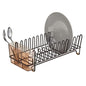 mDesign Dish Tray - Practical Draining Rack for Sink - Great Draining Rack - Up to 12 Plates and Cutlery - Bronze - color: Amber/Bronze