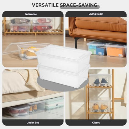novelinks 8 Pack 6 Quart Clear Plastic Shoe Storage Bins with Lids (Clear) | Shoe Boxes Clear Plastic Stackable, Clear Shoe Storage Boxes, Shoe Containers, Shoe Bins, Craft Organizers and Storage - size: Clear 8Pack