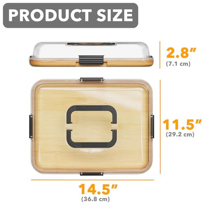 SpaceAid Charcuterie Board with Clear Lid, Portable Travel Cheese Cutting Boards for Picnic Accessories, Bamboo Serving Tray with Lids, House Warming Gifts, Black Handles, 1 Compartments - color: Black Handles, 1 Compartment